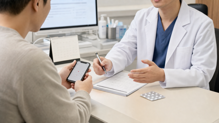 HIV 노출 전 예방요법 PrEP 복용과 추적검사를 상담하는 사진