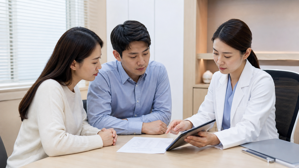 동결배아 이식 비용과 수납 항목을 확인하는 상담