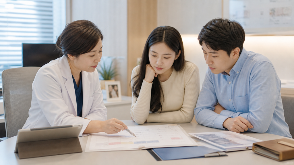 반복착상실패 검사와 다음 치료 계획을 상담하는 부부