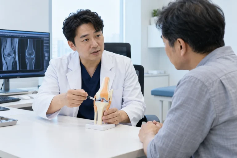 근골격계 통증과 치료 선택을 상담하는 장면